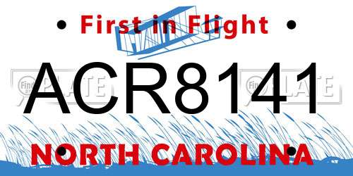 ACR8141 North Carolina License Plate