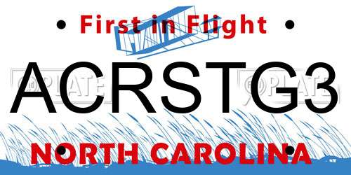 ACRSTG3 North Carolina License Plate