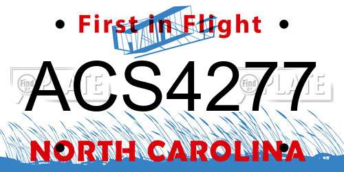 ACS4277 North Carolina License Plate