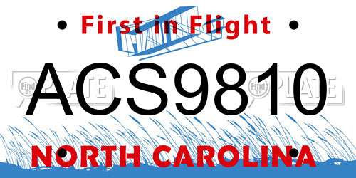ACS9810 North Carolina License Plate