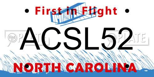 ACSL52 North Carolina License Plate