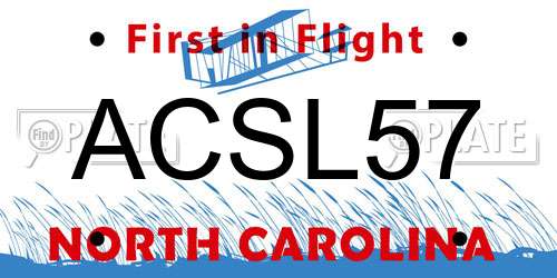 ACSL57 North Carolina License Plate
