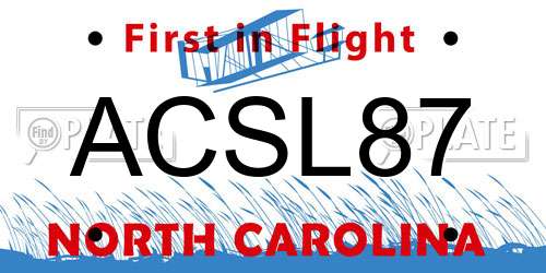 ACSL87 North Carolina License Plate