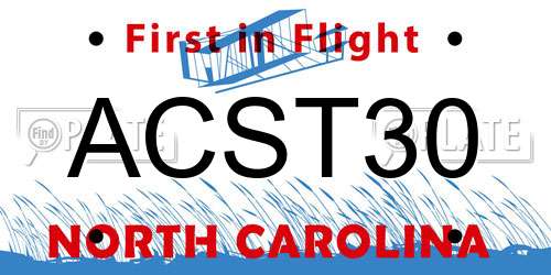 ACST30 North Carolina License Plate
