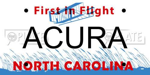 ACURA North Carolina License Plate