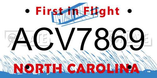 ACV7869 North Carolina License Plate