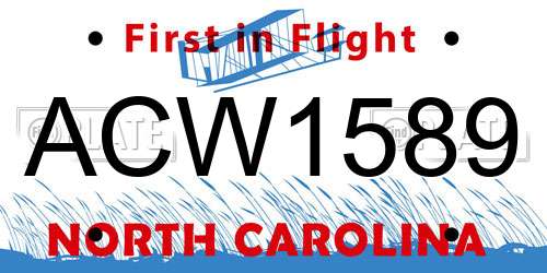 ACW1589 North Carolina License Plate