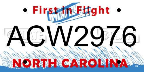 ACW2976 North Carolina License Plate