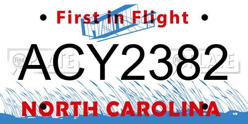 ACY2382 North Carolina License Plate