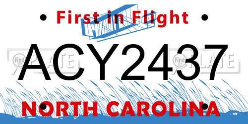 ACY2437 North Carolina License Plate