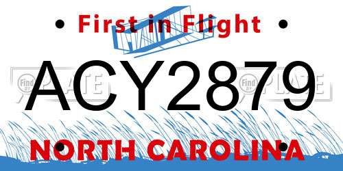 ACY2879 North Carolina License Plate