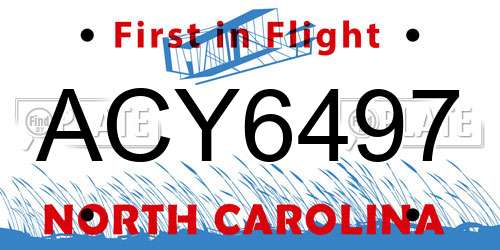 ACY6497 North Carolina License Plate