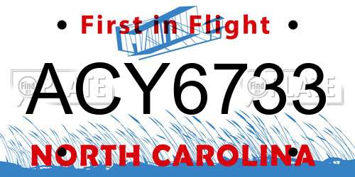 ACY6733 North Carolina License Plate