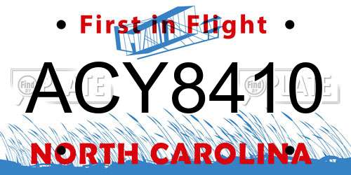 ACY8410 North Carolina License Plate