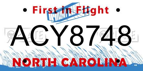ACY8748 North Carolina License Plate