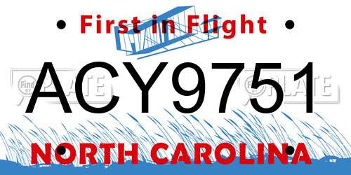 ACY9751 North Carolina License Plate