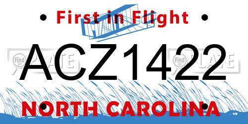 ACZ1422 North Carolina License Plate