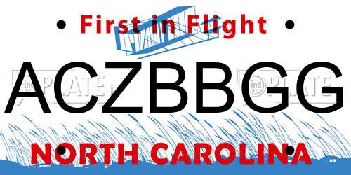 ACZBBGG North Carolina License Plate