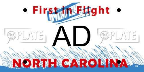 AD North Carolina License Plate
