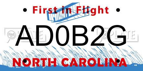 AD0B2G North Carolina License Plate