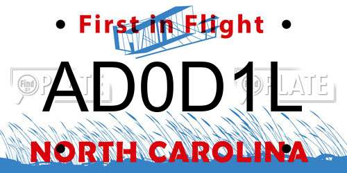 AD0D1L North Carolina License Plate