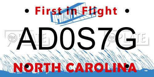 AD0S7G North Carolina License Plate