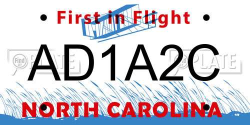 AD1A2C North Carolina License Plate