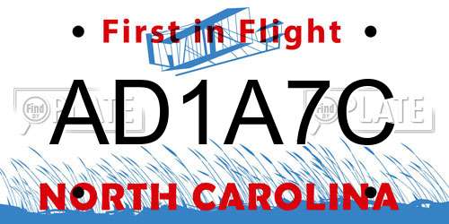 AD1A7C North Carolina License Plate