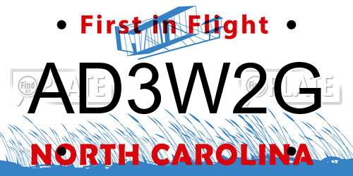 AD3W2G North Carolina License Plate