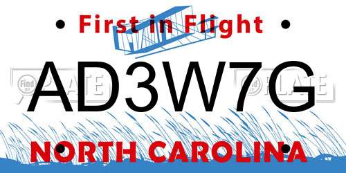 AD3W7G North Carolina License Plate