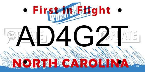 AD4G2T North Carolina License Plate