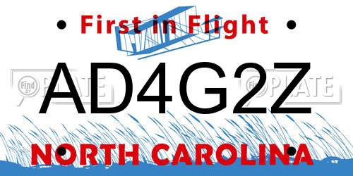 AD4G2Z North Carolina License Plate