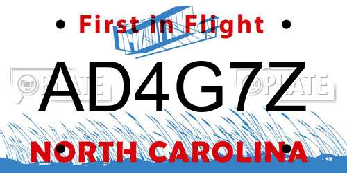 AD4G7Z North Carolina License Plate