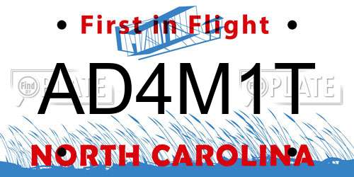 AD4M1T North Carolina License Plate
