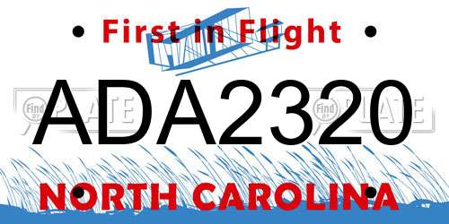 ADA2320 North Carolina License Plate