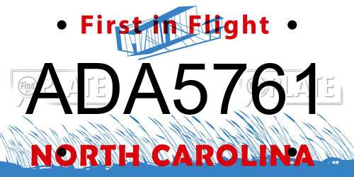 ADA5761 North Carolina License Plate