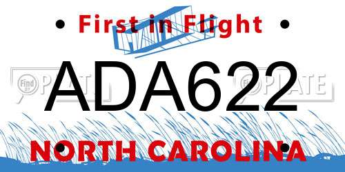 ADA622 North Carolina License Plate