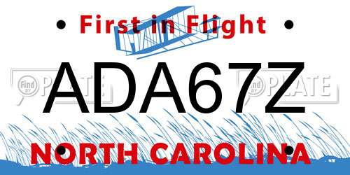 ADA67Z North Carolina License Plate