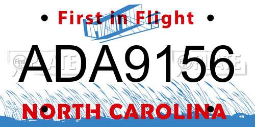 ADA9156 North Carolina License Plate