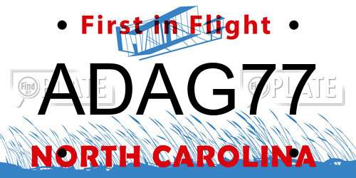 ADAG77 North Carolina License Plate