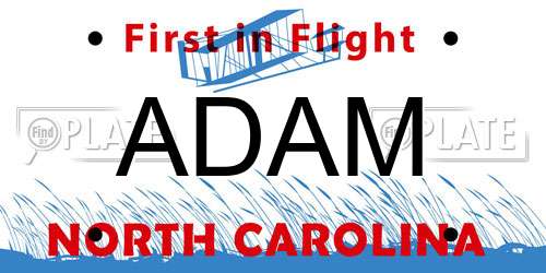 ADAM North Carolina License Plate