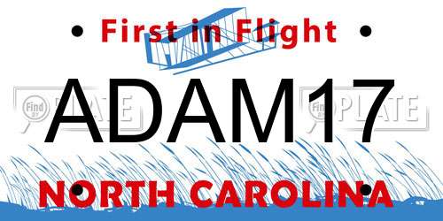 ADAM17 North Carolina License Plate