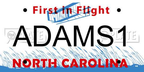 ADAMS1 North Carolina License Plate
