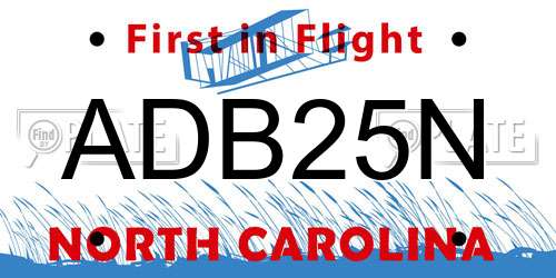 ADB25N North Carolina License Plate