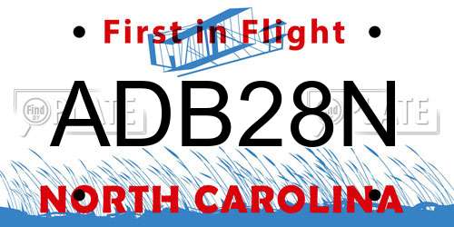 ADB28N North Carolina License Plate