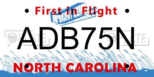 ADB75N North Carolina License Plate