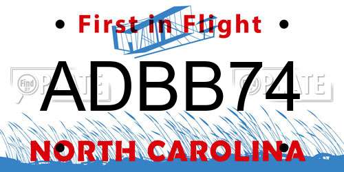 ADBB74 North Carolina License Plate