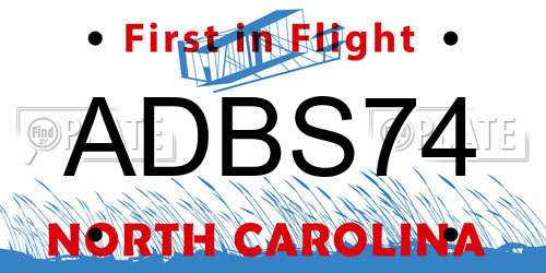 ADBS74 North Carolina License Plate