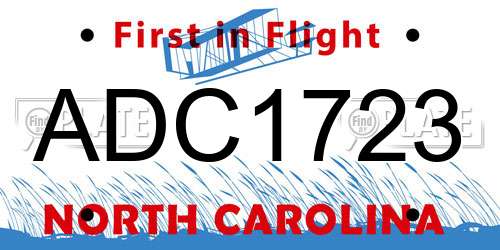 ADC1723 North Carolina License Plate