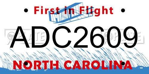 ADC2609 North Carolina License Plate